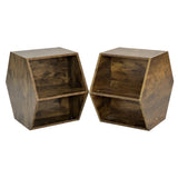 47.24'' Hexagonal Coffee Table Side Table Nightstand Antique Wood 2PCS W757P164921