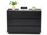 Handleless Grille-Finished 3-Drawer Bedside Table P2 Particleboard MDF & Melamine Veneer 57853983