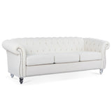 84.65" Rolled Arm Chesterfield 3 Seater Sofa W68058494
