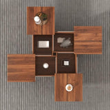 ZNTS Square Marble Veneer Coffee Table Sliding Top with Storage in Walnut 39.4'' 13693693