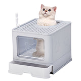 ZNTS Large Enclosed Cat Litter Box with Lid Cover, Detachable Cat Toilet with Litter Scoop & Slide Out 04861288