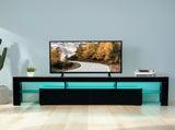 70.8 Inch Black TV Stand with RGB 16-Color LED Lights and USB Port - 2 Drawers Media Console, UV 02338459