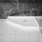 Goodyo 36 in. D x 36 in. W x 3.5 in. H Corner Drain Neo-Angle Shower Base in White D163111784
