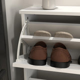 Wooden Shoe Cabinet for Entryway, White Shoe Storage Cabinet with 3 Flip Doors 20.94x9.45x43.11 inch W40935621