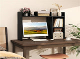 Black Desktop Bookshelf for 27''/68.58cm Monitor, 93.9825.4073.66cm Engineered Wood Desk Hutch 43086340