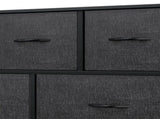 5 Drawer Dresser Fabric, Wide Chest Of Drawers With Wood Top for Living Room,,Hallway,Black 86752204