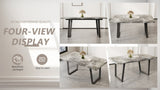 Simple and modern design, 6-person dining table, 62.9-inch rectangular wooden dining table, perfect W1727P241149