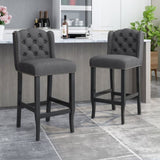 Vienna Contemporary Fabric Tufted Wingback 31 Inch Counter Stools, Set of 2, Charcoal and Dark Brown 64856.00CHAR