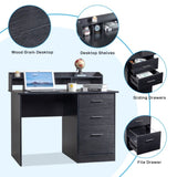 ZNTS 110*50*95cm Particleboard Paste Triamine Desktop Storage Layer Three Drawers Computer Desk Black 13565544