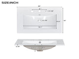 30-Inch bathroom vanity cabinet with ceramic basin, 3 drawers and adjustable shelves N729P176237L