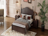 Full Size Wood Platform Bed Frame,Retro Style Platform Bed with Wooden Slat Support,Dark Walnut WF308186AAD