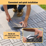 30 PCS Interlocking Deck Tiles Checker Pattern, 12" x 12" Square Light Gray Acacia Hardwood Outdoor W2391P288857