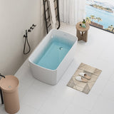 49'' Acrylic Freestanding Soaking Bathtub, Square-shape Japanese Soaking Hot Tub, Chrome Overflow W1573P210468