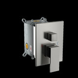 Dual Shower Head - 12 Inch Wall Mounted Square Shower System with Rough-in Valve, Brushed Nickel W124381738