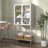 59"H Heavy Duty Metal Storage Cabinet, Display Storage Cabinet with Glass Doors and 2 Adjustable W2735P186331