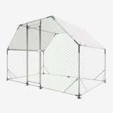 ZNTS 9.94 ft. x 6.46 ft. x 6.36 ft. Metal Large Chicken Coop Walk-in Poultry Cage Run Flat Shaped with W2505P176604