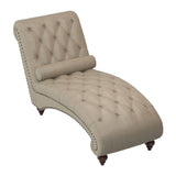 Modern Stylish Brown Color 1pc Chaise Button-Tufted Nailhead Trim w Bolster Pillow Comfortable B01165808