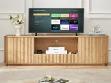 64-Inch Wavy TV Stand, Rounded Sideboard, Storage Cabinet, Wooden Vertical Stripe Cabinet for Living W1162P388448