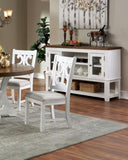 ZNTS Lavish Design Distressed White 2pcs Dining Chairs Only, Gray Padded Fabric Seat Dining Room Kitchen B011111836