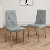 Modern simple light luxury dining chair Grey chair Home bedroom stool back PU electroplated chair W210122522