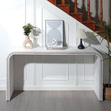 Washed white Console Table, 59in Entryway Table, Curved Waterfall-style Table,Console table with W2729P263653