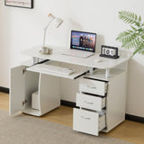 ZNTS Embossed White Particle Board with Melamine Laminate 1155574cm One-Door Three-Drawer Computer Desk 28344115