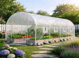 Walk-in Tunnel Greenhouse 1577 FT, Galvanized Steel Frame with 8 Mesh Windows & Roll-Up Zipper 24811007