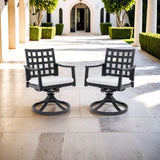 Modern Classic Outdoor Patio Cast Aluminum 2PCs Dining Swivel Rockers with Textured Ember Black W1886P272352