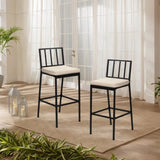 2PCS Patio Bar Chairs, Heavy-Duty Metal Frame Bar Stools Set of 2, Indoor Outdoor All-Weather 21041712