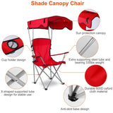 Foldable Beach Canopy Chair Sun Protection Camping Lawn Canopy Chair 330LBS Load Folding Seat w/ Cup 31803422
