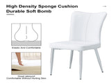 Modern minimalist dining chairs, office chairs. 4-piece set of white PU seats with silver metal W1151P268760