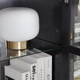 LED Curio Display Cabinet Antique Display Cabinet with Glass Doors Adjustable Shelves for W2275P300145