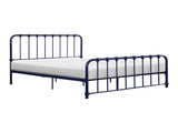 Metal Bed Blue Finish Full Platform Bed 1pc, Bed in a Box B011P265591