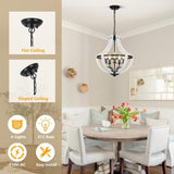 5-Light White Wood Chandeliers W2738P242329