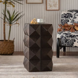 23.62"Height Three-dimensional Embossed Pattern Design Retro Side Table Retro Wooden Nightstand W757P250946