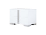 Elegant Nightstand with Metal Foot, Mirrored Bedside Table with 2 Drawers for Bedroom, Living Room, 62606640