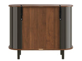 28" Fluted Wine Bar Cabinet with 8-Grid Wine Rack, 5-Level Adjustable Shelves, 2 Glass Holders, 53324323