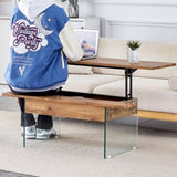 Multifunctional Lift Top Coffee Table -Light Wood Color Grain Sticker, Essential for Modern W2920P226073