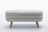 036-Velvet Fabric Storage Bench Bedroom Bench With Wood Legs For Living Room Bedroom Indoor,Light W527121988