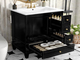24" Bathroom Vanity with Sink and Drawers, Black Freestanding Vanity Cabinet with Ceramic Top and 74450990