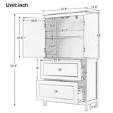 Bathroom Storage Cabinet, Cabinet with Two Doors and Drawers, Adjustable Shelf, MDF Board, White N725P188460K