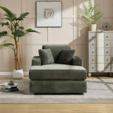 Corduroy Upholstered Chaise Lounge Sofa,Magazine bag,Detachable Cushions Deep Seat for Living W2120P322754