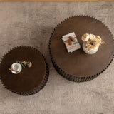 Vintage Fashion Style Cylindrical Nesting Coffee Table Set with Vertical Textured Embossed Design W757P195739