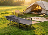 Gray No-Assembly Portable Toddler Camping Bed, Elevated Foldable Kids Sleepover Cot with Anti-Roll 97491237
