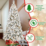 Artificial 7.5ft Flock LED-lit Christmas Tree with 1252PVC/Hard Needle Mixed Branch Tips,Hinged 12585747