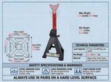 6 Ton Jack Stands, Heavy Duty Steel Car Jack Stand Pair, Adjustable Height Vehicle Support Jacks for 93813513
