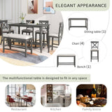 6-Piece Counter Height Dining Table Set Table with Shelf 4 Chairs and Bench for Dining Room 22708368