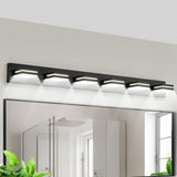 Modern Black LED Vanity Light, 6-Lights Wall Sconce for Bathroom and Mirror, Sleek Minimalist W1340P248798
