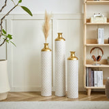 Floor metal vase modern style decoration droplet shaped white metal vase 3-piece set gorgeous W2796P290480