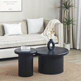 Modern Round Coffee Table Set Dual Table Combination with Unique Fluted Table Leg Design, Stylish W2729P199131